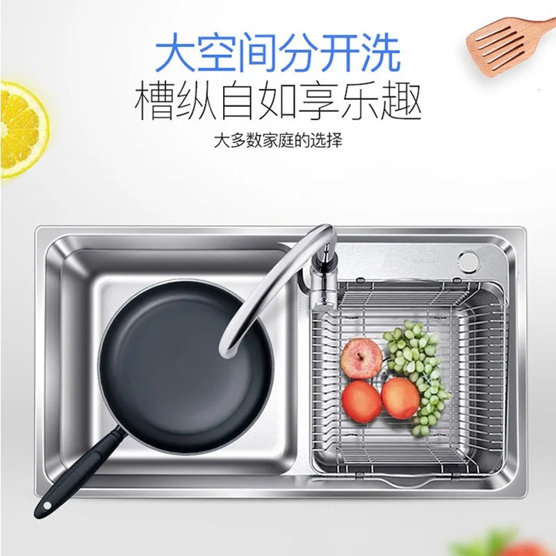 304 stainless steel double sink, kitchen vegetable basin thickened double sink stainless steel dish basin to wash vegetables - Daisan Mart