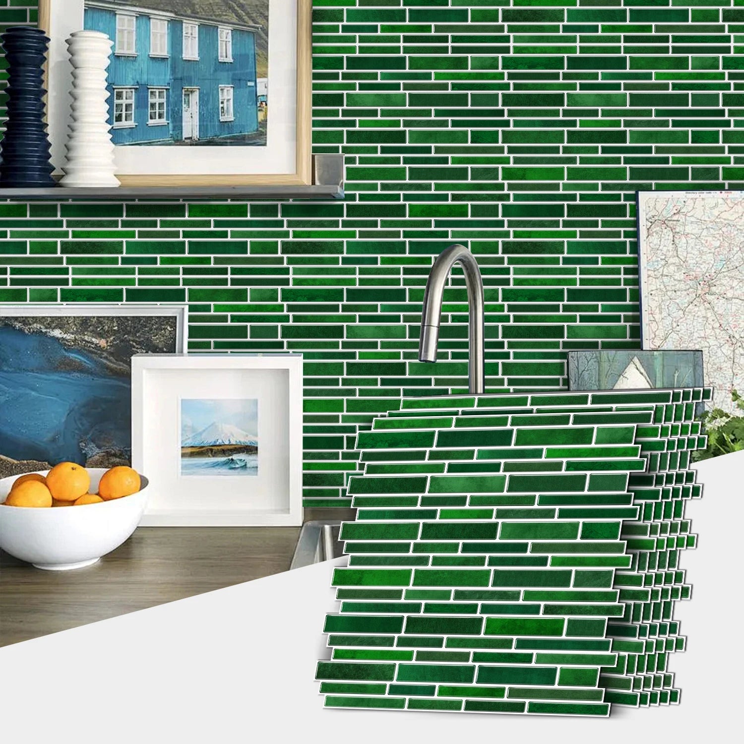 1/6/12PCS Fresh and Simple Marble Tile Stickers Waterproof Self Adhesive Kitchen Living Room Wall Stickers Home Renovation Decor