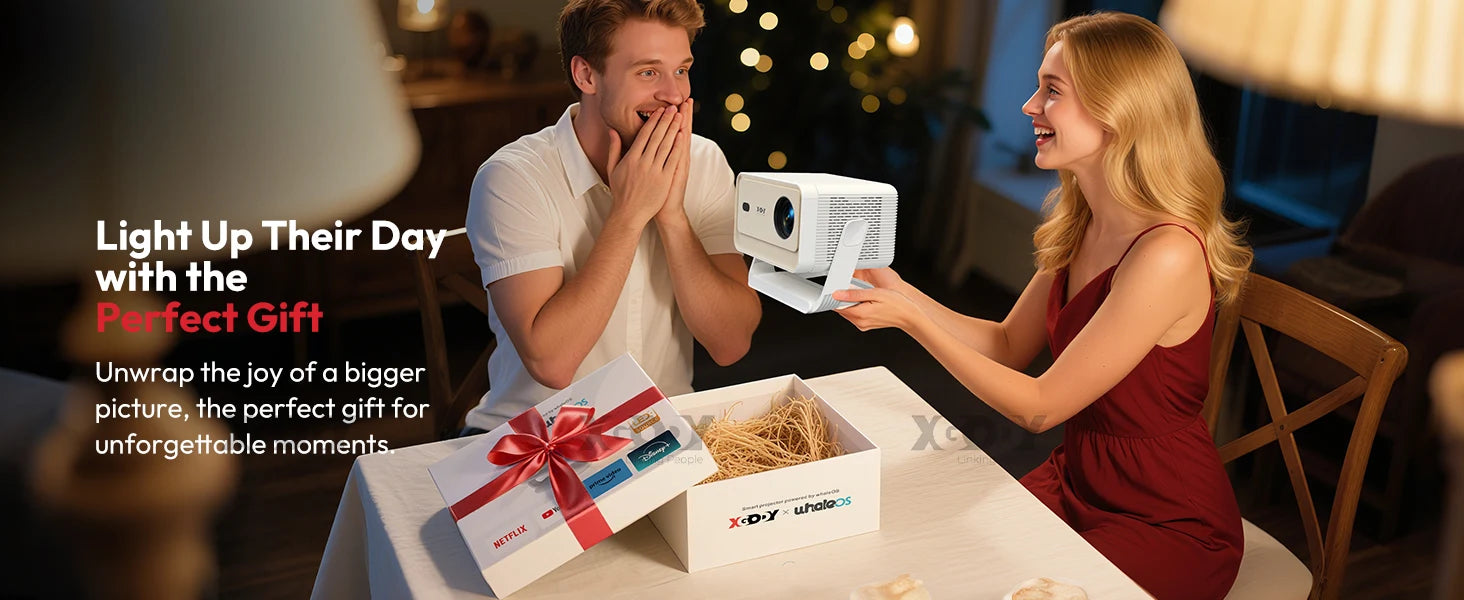 XGODY Gimbal N6 Pro 4K Projector Netflix Officially 700 Ansi Native 1080P Auto Focus Whale OS TV for Movie Home Theater - Daisan Mart