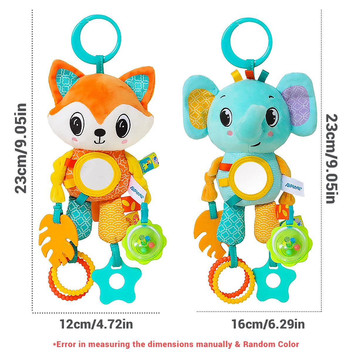 Wind Chimes Plush Animals Hanging Stroller with Teether for Babies