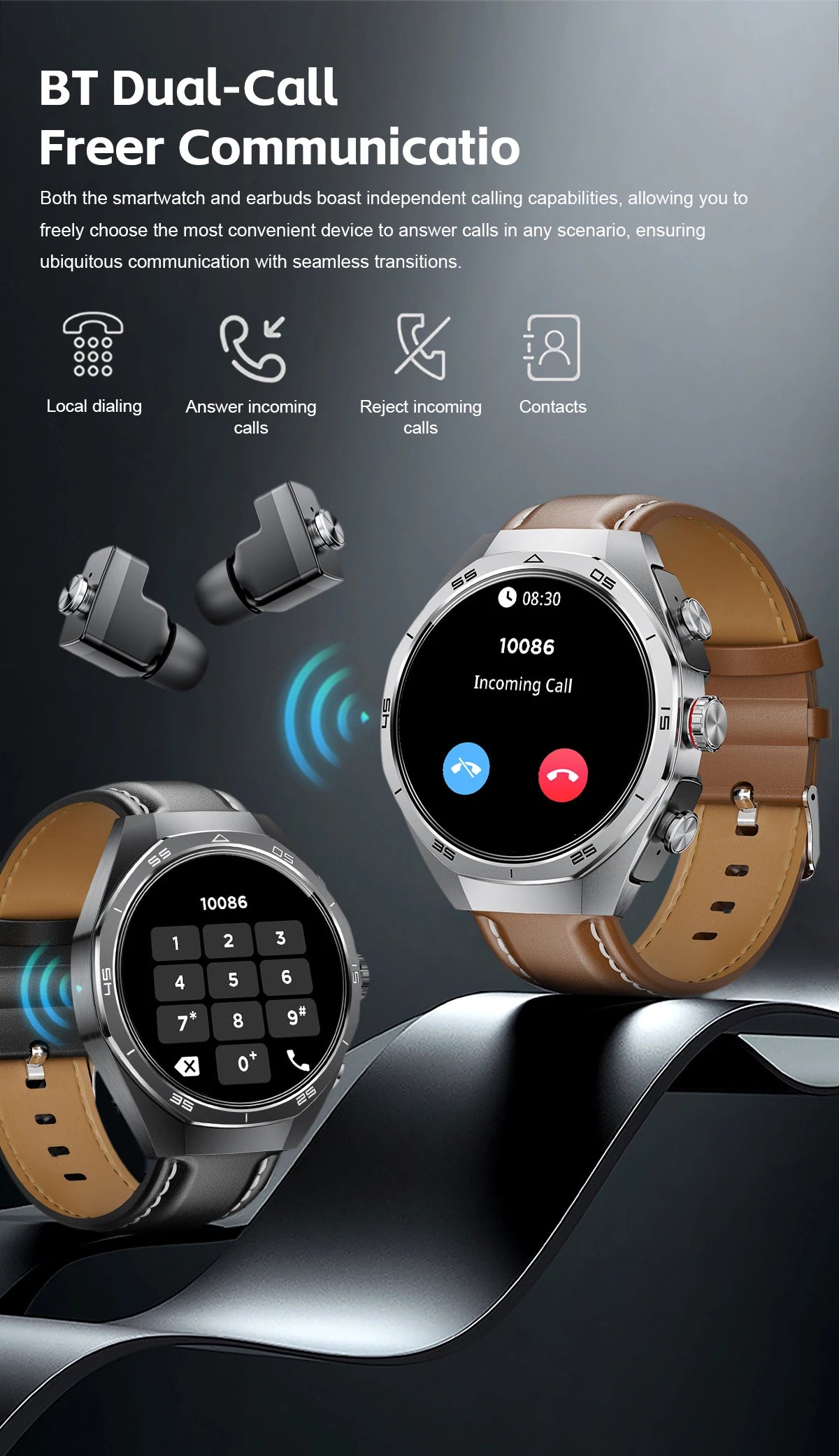 Đồng Hồ Thông Minh TWS 2in1 Chống Nước IP67 Bluetooth