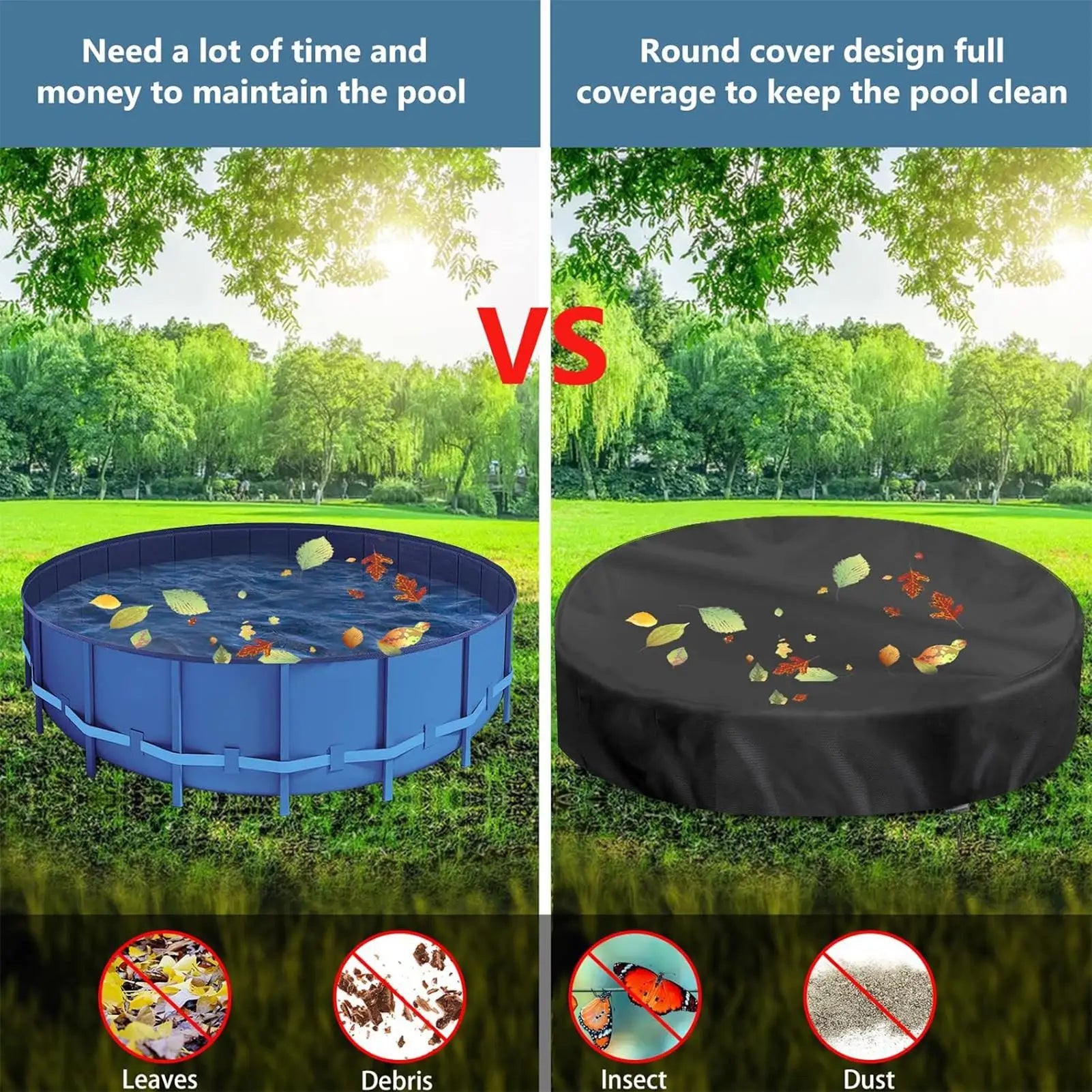 Tấm Bạt Tròn Che Hồ Bơi Gấp Gọn - Bảo Vệ & Chống Bụi