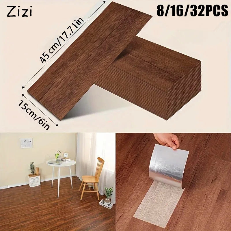 Vintage Self Adhesive PVC Floor Tiles Peel & Stick Wood Grain Wall Tile Sticker for Kitchen Dining Room Bedrooms Bathrooms Decor