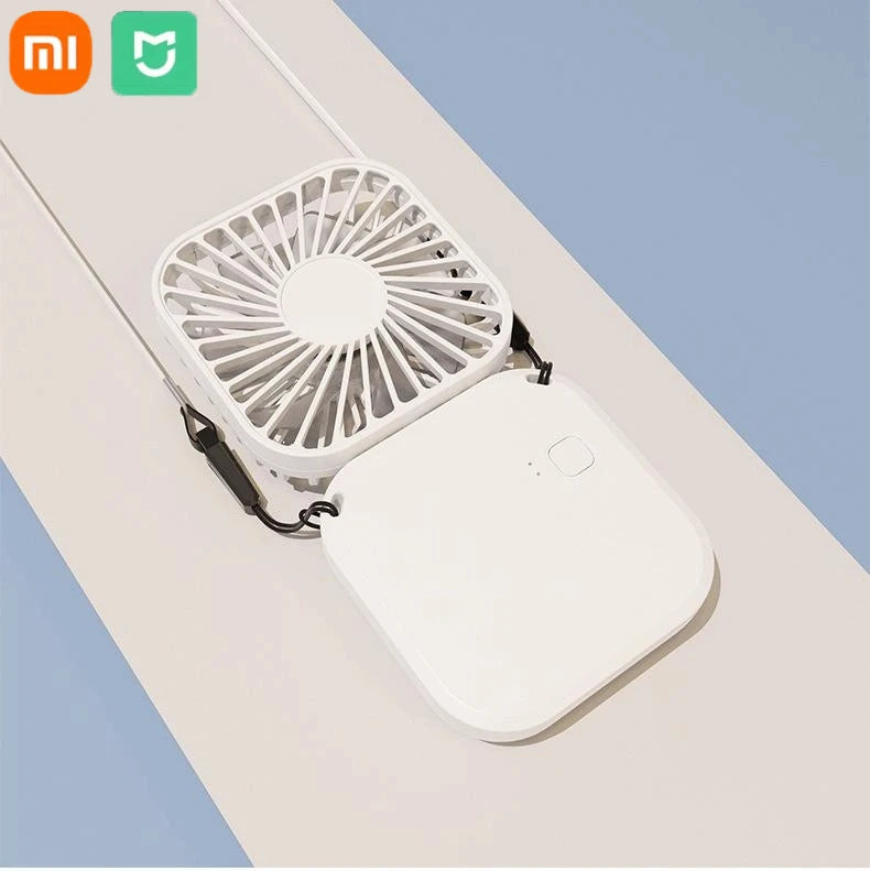 Xiaomi Mini Handheld Fan Mute Foldable Fan Multi-functional Turbine USB Rechargeable Portable Hanging Neck Fan Mini Table Fan