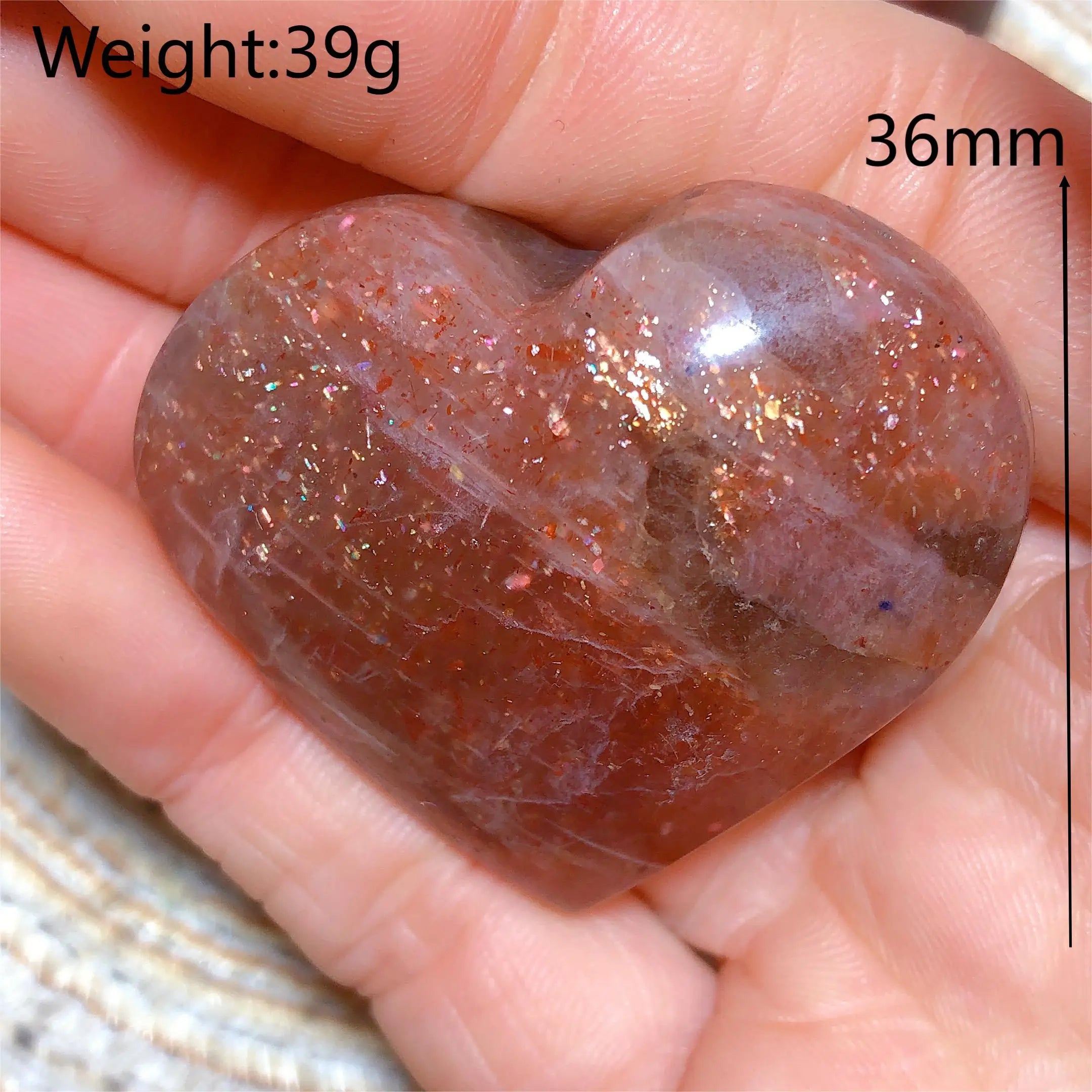 Natural Sunstone Heart Shaped Healing Decoration