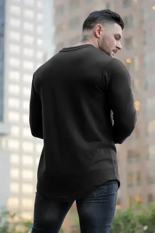 Men's Slim Fit Long Sleeve Gym T-Shirt Fashion 2025