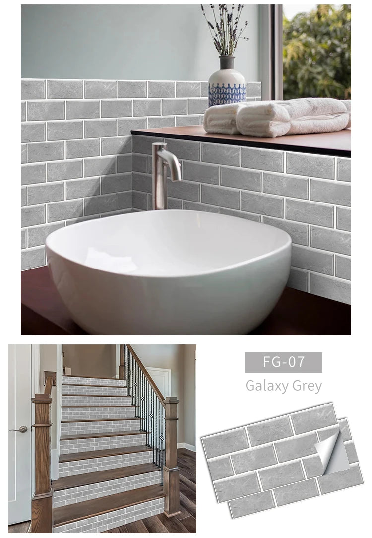 Gạch Dán Tường 3D Chống Thấm PVC Đa Sắc Nội Thất