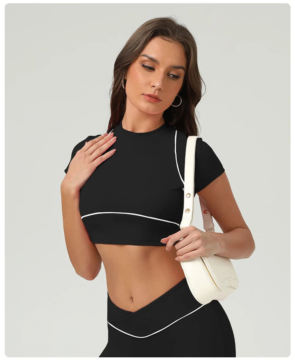 Women's Yoga Top: Women's Short Sleeve Push Up Sports Top