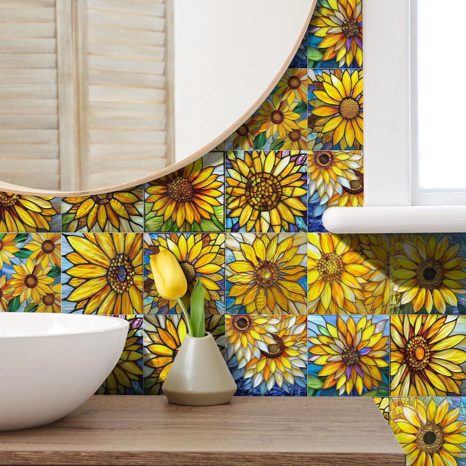24pcs/Set Self-Adhesive Waterproof Art Wall Stickers For Living Room, Kitchen Oil Resistant Tiles Stickers For Room Decor Decal