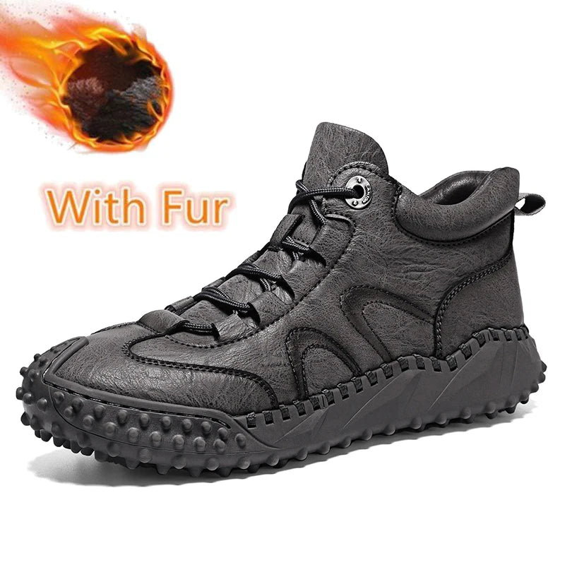 Men's Vintage Handmade Leather High-Top Lace-Up Retro Shoes