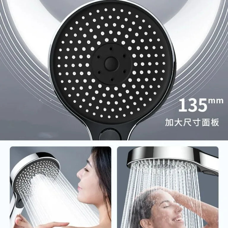New Big 135mm High Pressure Shower Head Black 3 Modes Water Saving Spray Nozzle Massage Rainfall Shower Bathroom Accessories