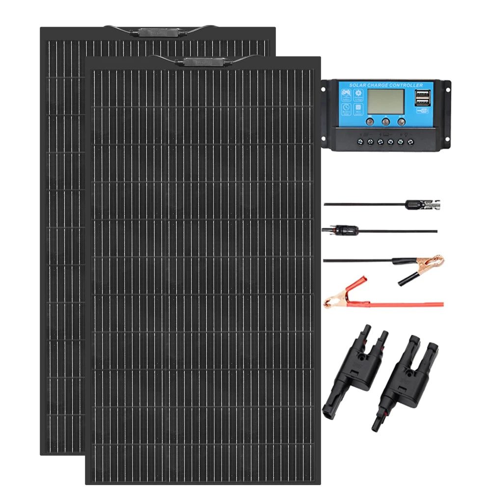 600W Solar Panel Kit Flexible Monocrystalline Cell 18 Volts 120 Watts Solar Panels 12V 24V Battery Charger For Home RV Caravan