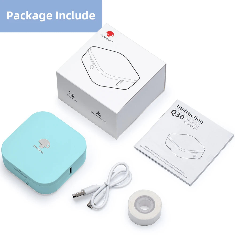 Phomemo Q30 Label Printer Mini Printer Pocket Thermal Label Maker Wireless Sticker Pocket Portable Printer Various Label Paper - Daisan Mart