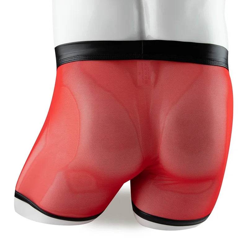 Quần Lót Nam Lưới Trong Suốt Da Giả Tháo Rời