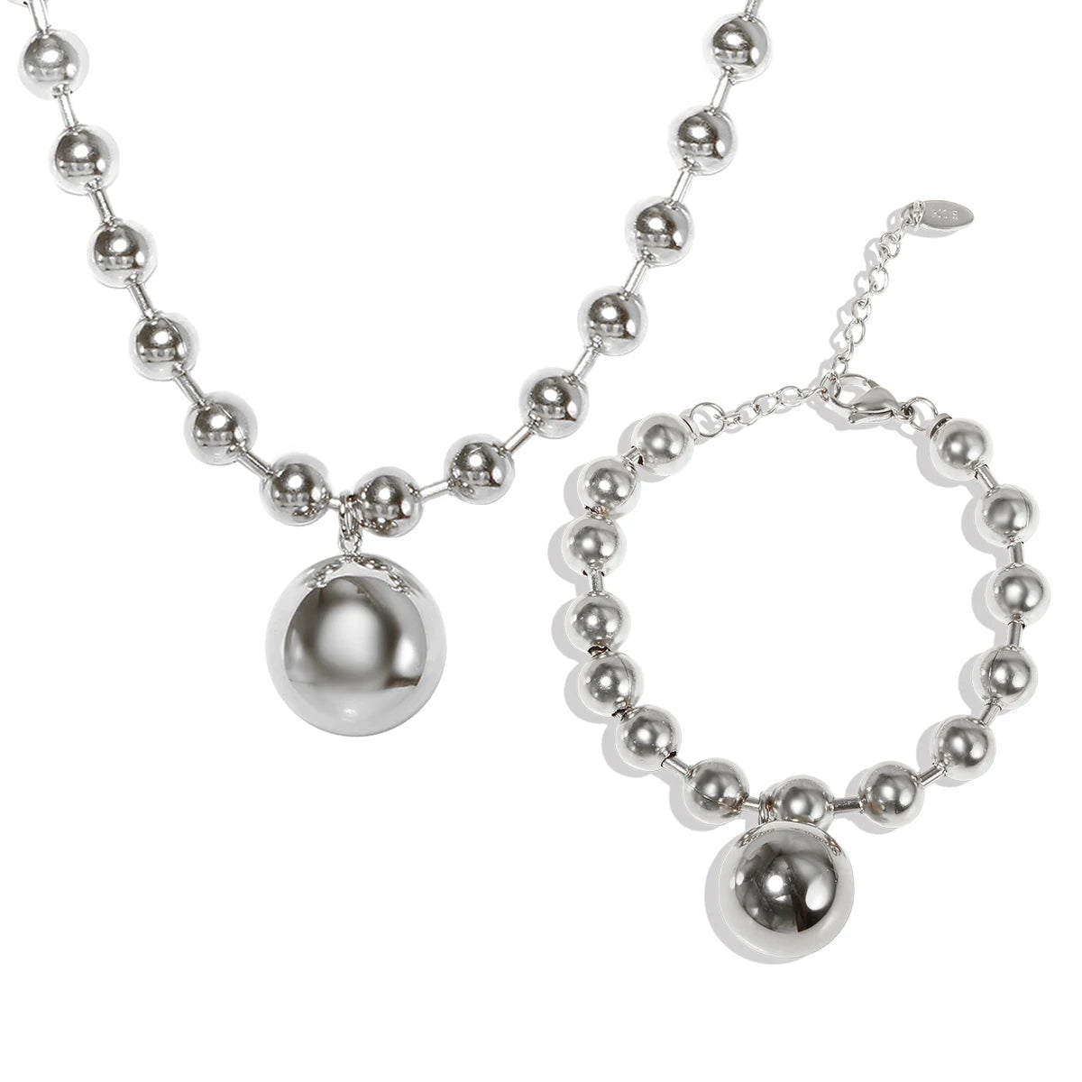 Punk Style Hollow Metal Bracelet Necklace Set