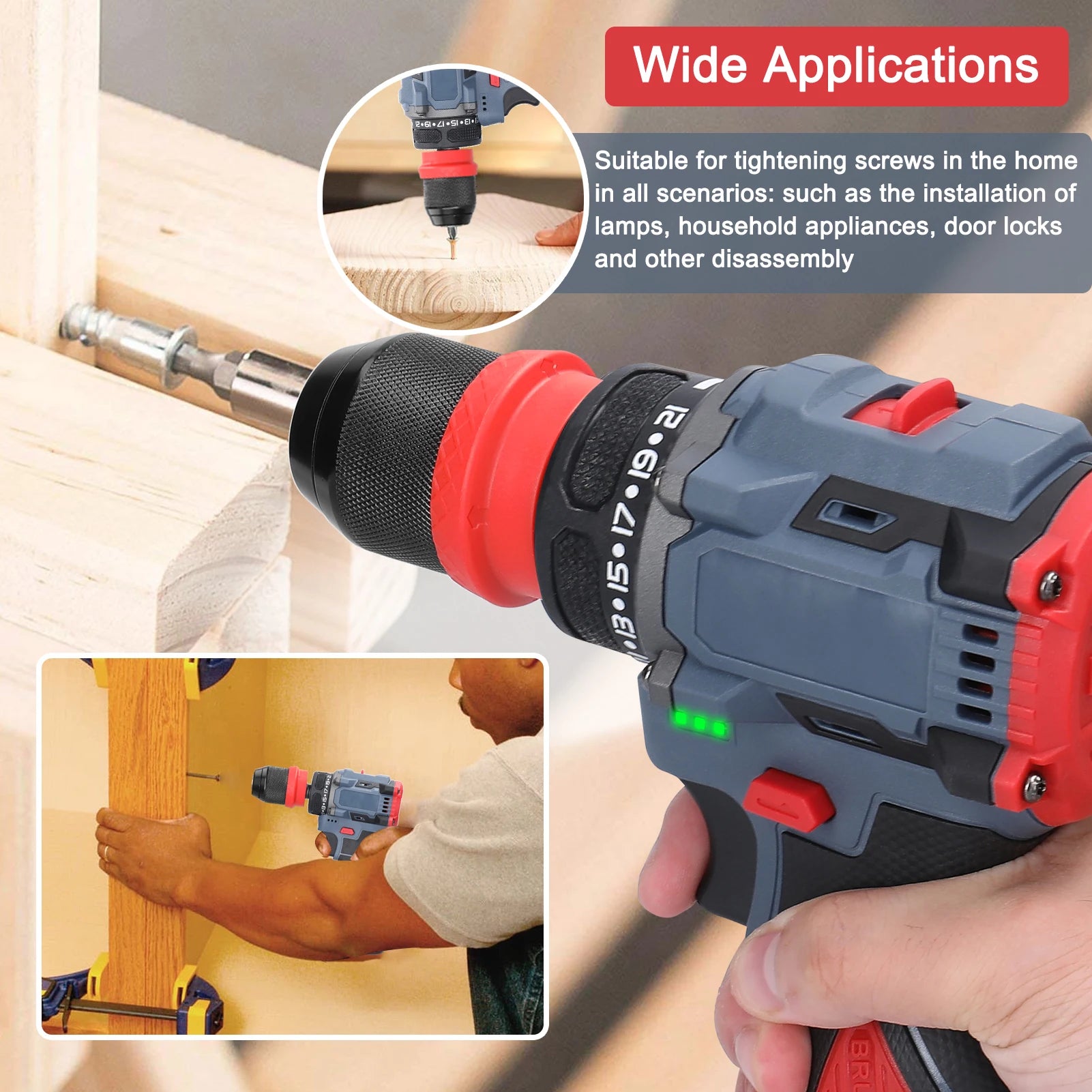 21V 2in1 Electric Drill Rechargeable Screwdriver 55Nm Torque Brushless Screwdriver Practical Screw Driver Repairing Power Tool