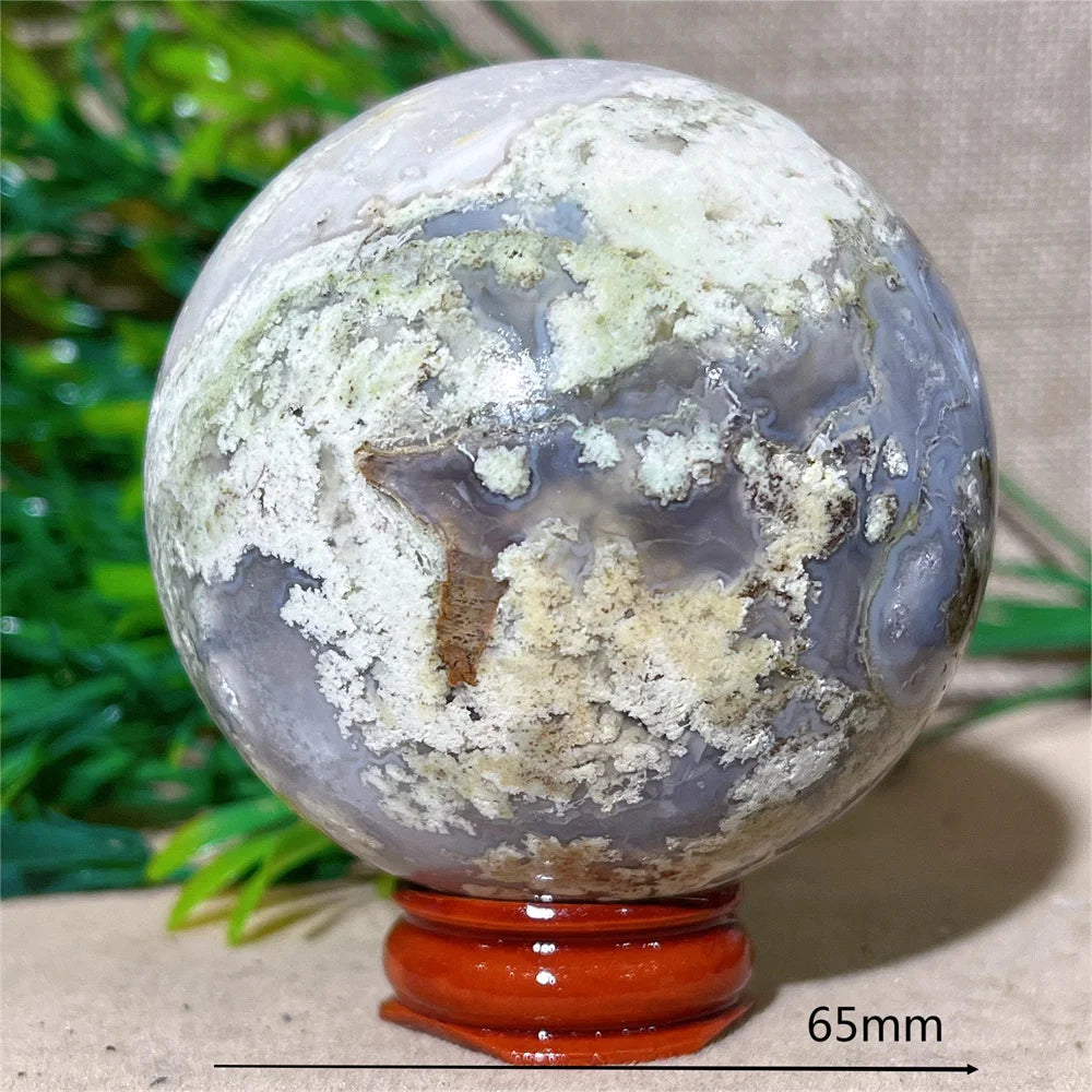 Moss Agate Ball - Spiritual Power &amp; Decoration