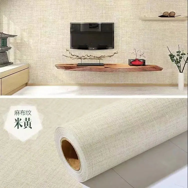Imitation Linen Wallpaper Self-adhesive Household Wall Stickers Linen Pattern Self-adhesive Wallpaper Thickened Waterproof Stick