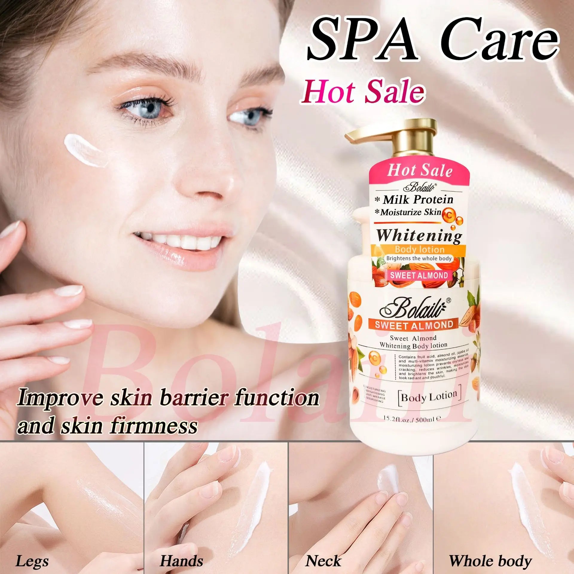 500ml Almond Whitening Body Lotion &amp; Scrub Body Wash Exfoliating Moisturizing Whitening Skin Lightening Increase Skin Radiance