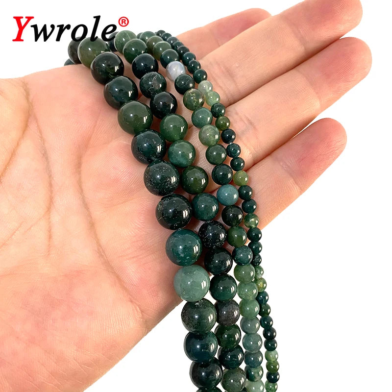 Natural Moss Stone Beads - DIY Handmade Jewelry 15''