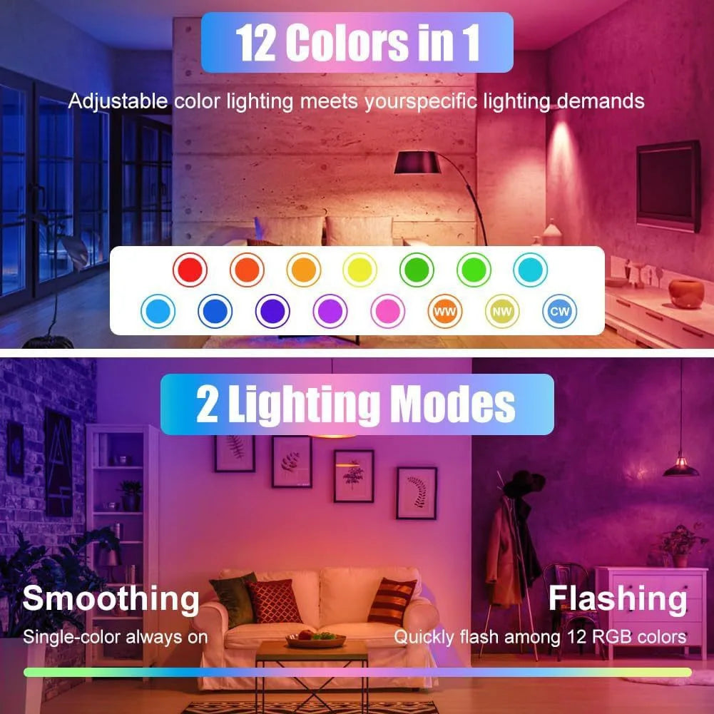 Smart Rechargeable RGB E27 Light Bulb with Remote &amp; Backup Battery