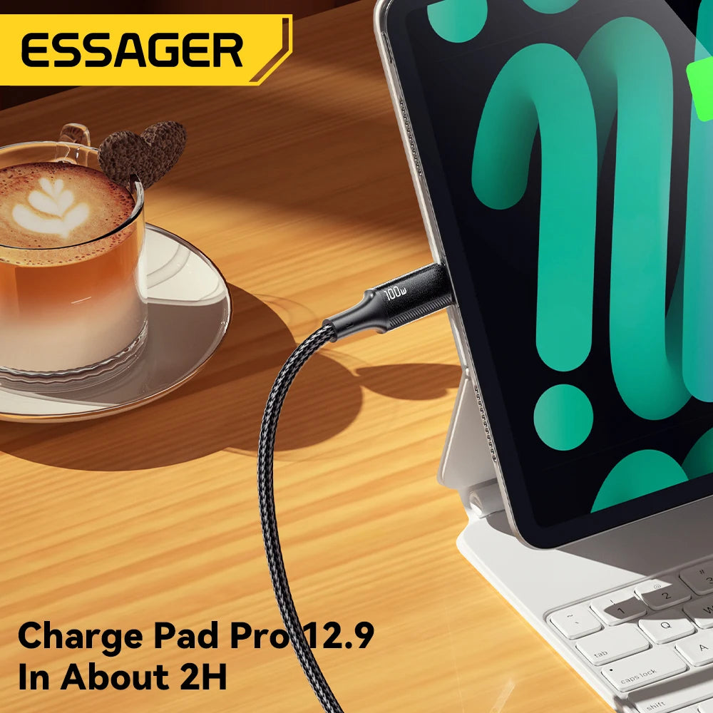 Cáp Sạc Nhanh Type-C 100W Essager Cho MacBook, iPhone 15 - Daisan Mart