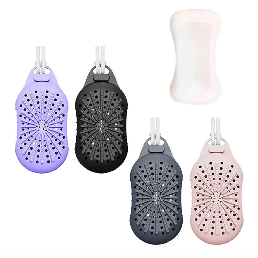Dual-Sided Silicone Bar Soap Scrubber Exfoliating Soap Holder Pouch With Gentle Deep-Clean Quick-Dry Soap Saver For Shower
