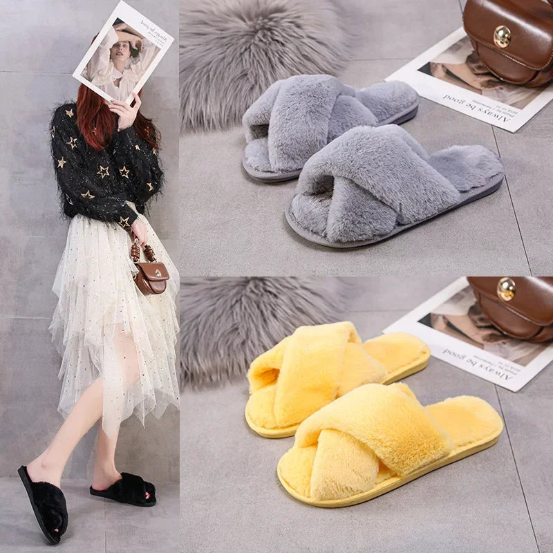 Warm Furry Slippers - Women &amp; Men, Indoor Wear 20024