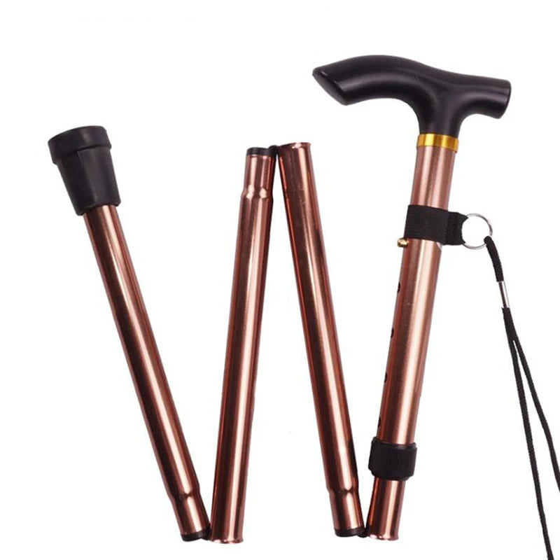 Multi-function 4-section Aluminum Alloy Folding Trekking Stick