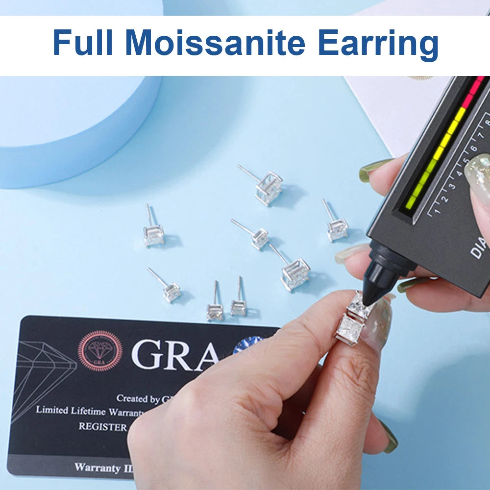 925 Silver Princess Moissanite Sparkling Earrings