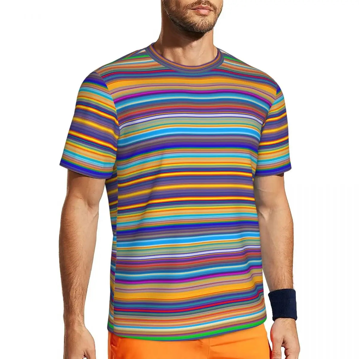 Stylish Mondrian Striped Men's Gym T-Shirt