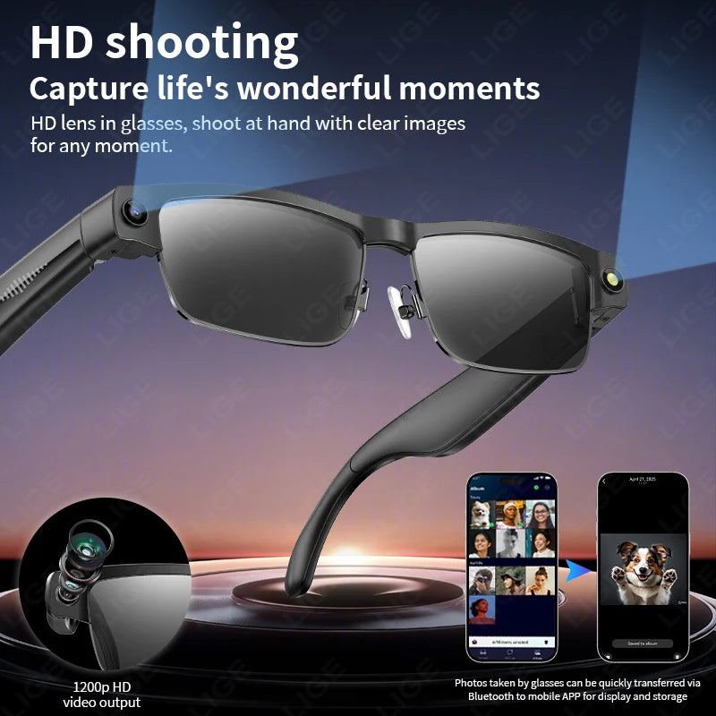 Sunglasses Smart Glasses 8 Million Pixels Recording Videos AI Photo Recognition Answer Translation 270mAh Bluetooth Glasses New
