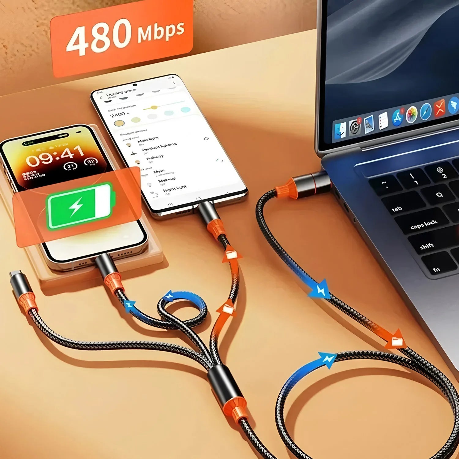 Cáp Sạc Đa Năng 3in1 Cho iPhone & Android - Daisan Mart
