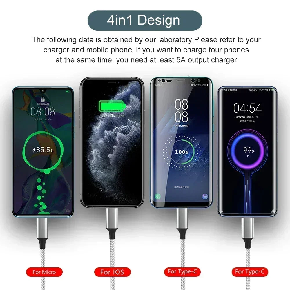 4in1 High Speed ​​Multi-Function Charging Cable For iPhone Android