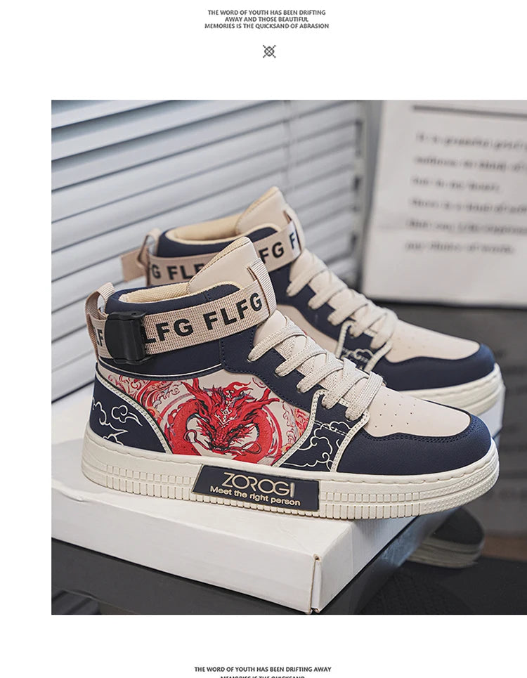 High-end Men's Sneakers with Fashionable Printed Patterns