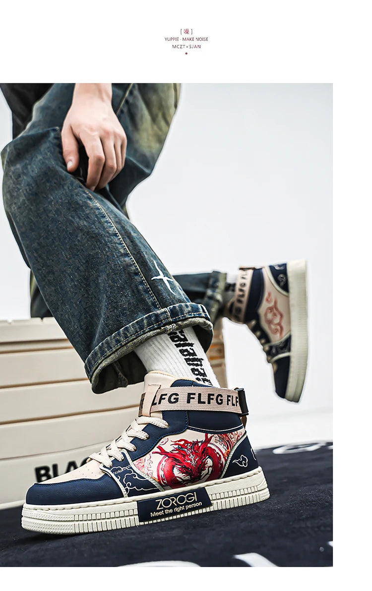 High-end Men's Sneakers with Fashionable Printed Patterns