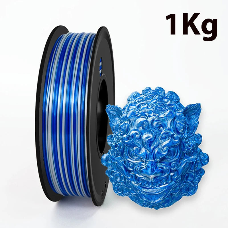 250g 500g 1Kg PLA Silk Blue green twist Two Color 3D Printer Filament 1.75mm Dual Color blue silver 3D Printing Material 250gx4