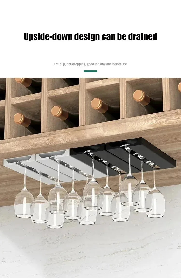 Kitchen Cabinet Hanging Holder Shelf Free Punching Holder Wine Glass Rack Multi-Function Goblet Classification up Organizer - Daisan Mart