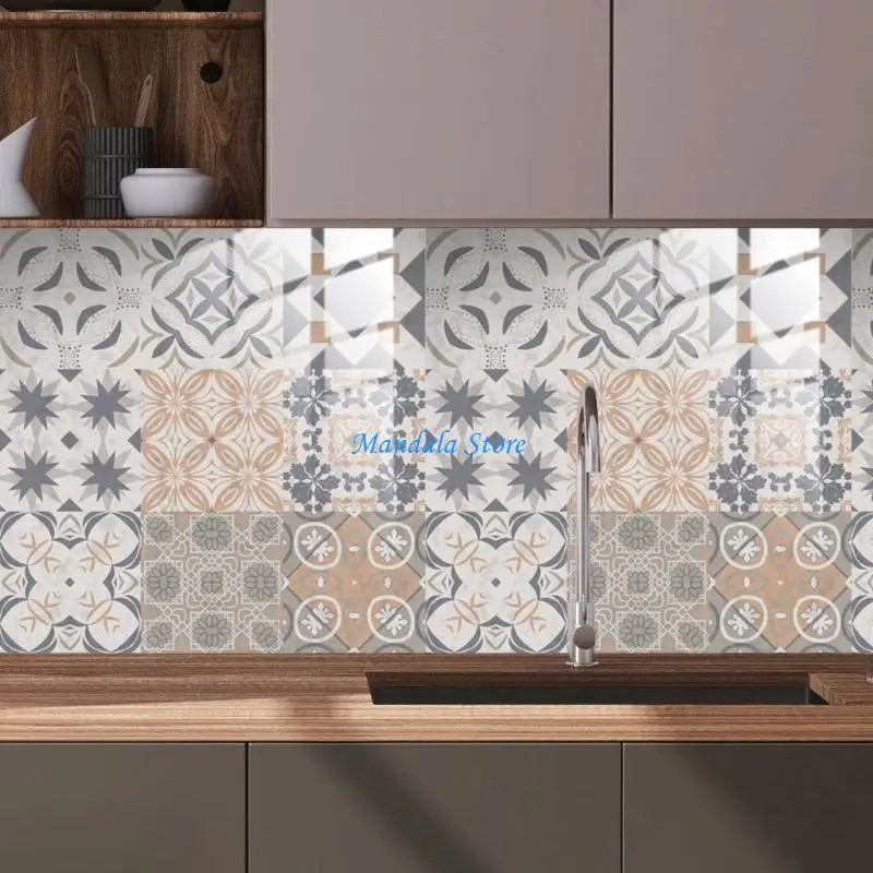 U2JC 10Pcs Moroccans Tile Decal Waterproof SelfAdhesive Sticker for Kitchen Bathroom Wall or Floor Easy Installation and Removal