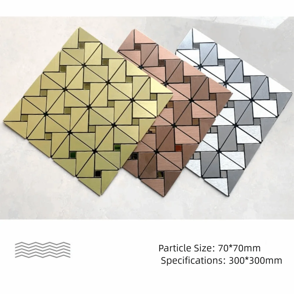 Home Decor Square Mosaic Sticker Aluminum Plastic Moisture-proof Tile Wall Sticker Waterpoof Self-adhesive Art Mural Bathroom