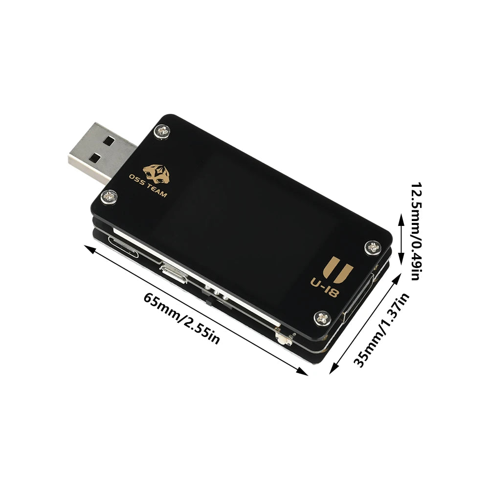 Multi-function USB Voltage Meter - 1.77 inch Screen