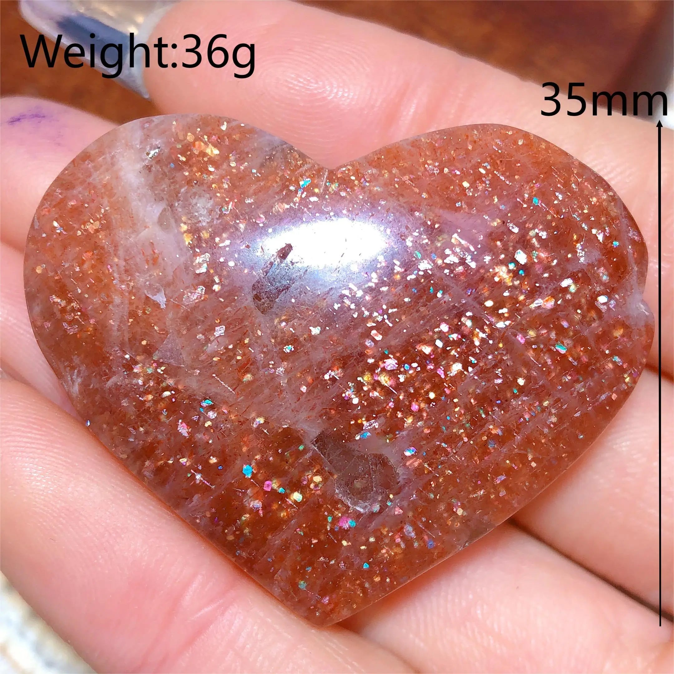 Natural Sunstone Heart Shaped Healing Decoration
