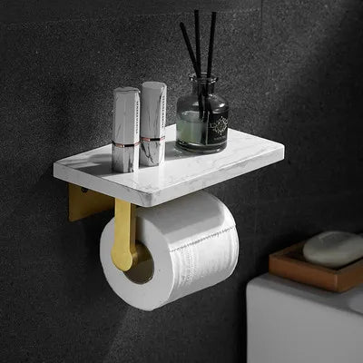 Bathroom Paper Holder Gold and White Marble Bathroom Paper Roll Holder Tissue Holder Box  Rack Toilet Paper Holder Tissue Boxes - Daisan Mart