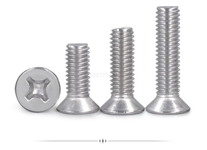 50顆 M1 M1.2 M1.4 M1.6 M2 M2.5 M3 M4 迷你微型黑色 304 不鏽鋼十字槽平頭沉頭螺絲螺栓