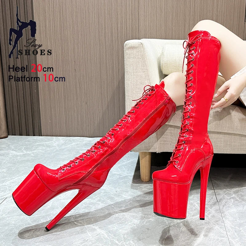 Sexy Red Boots 20CM Thick Sole - Sexy Catwalk Shoes