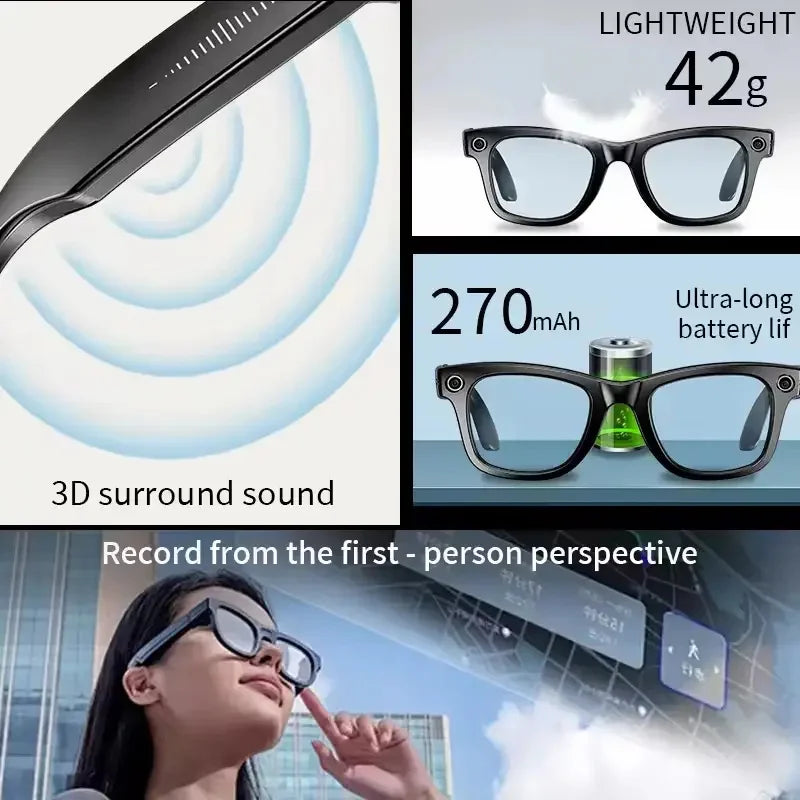 AI Smart Glasses 2025: Sharp Camera &amp; Bluetooth Music