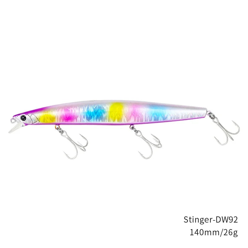 TSURINOYA Stinger 140S Fishing Lure Sinking Minnow DW92 140mm 26g Saltwater Seabass Ultra Long Casting Large Hard Baits Jerkbait