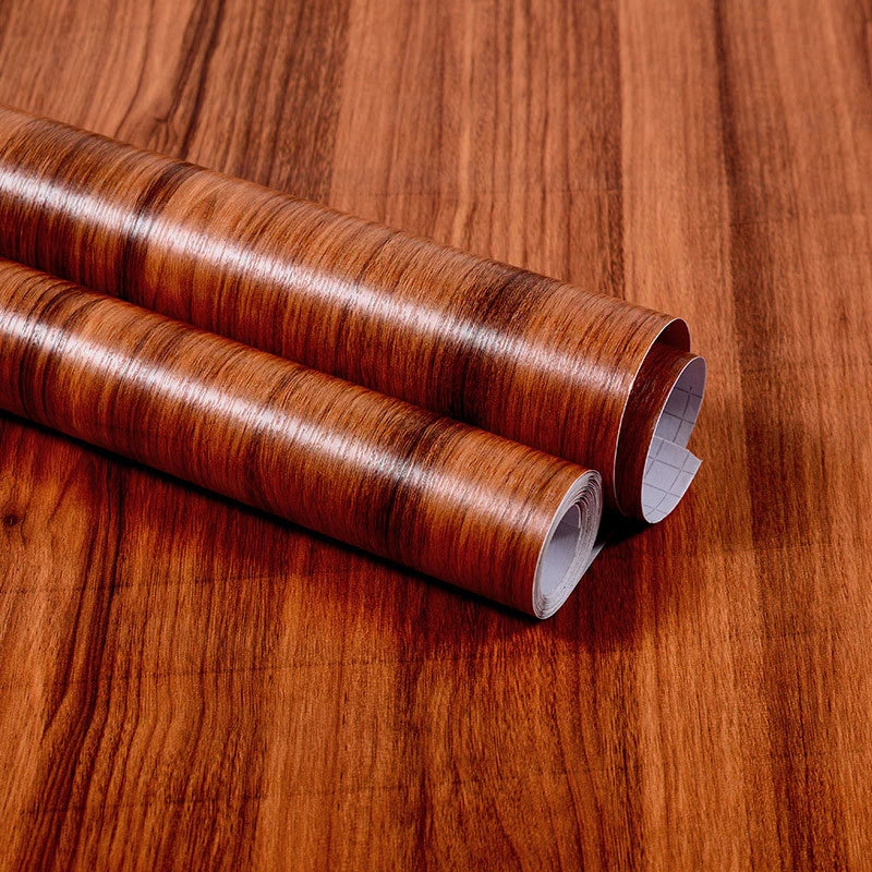 Wood Grain Home Decor Furniture Waterproof Vinyl Wall Sticker Self Adhesive PVC Wallpaper Kitchen Cabinet Door Sticker