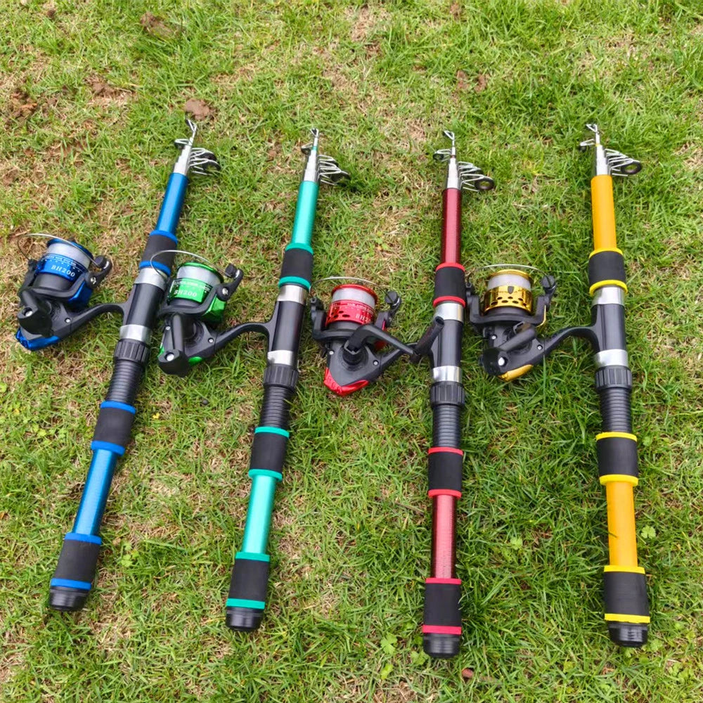 Bộ Cần Câu Cá Carbon Xếp Gọn 1.8m/2.1m Kèm Máy Câu