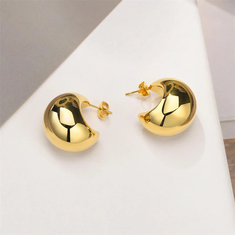 Women's Classic Thick Gold Teardrop Earrings